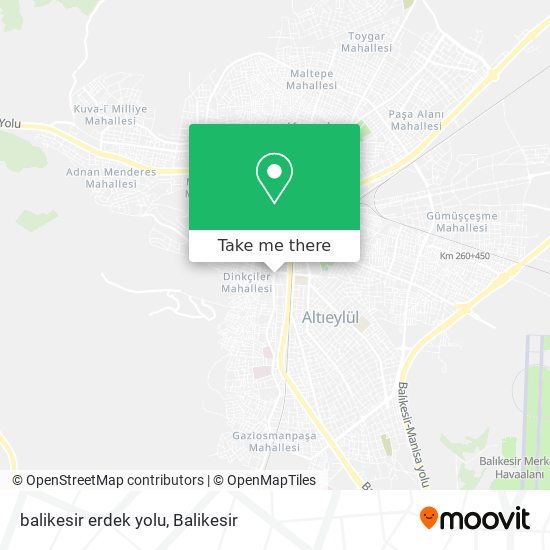 balikesir erdek yolu map