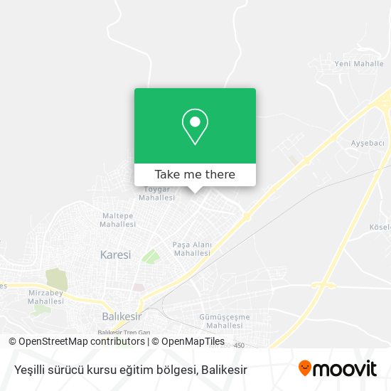 Yeşilli sürücü kursu eğitim bölgesi map