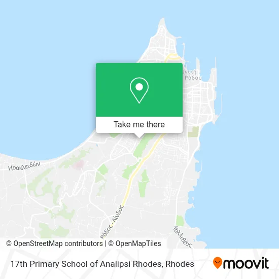 17th Primary School of Analipsi Rhodes map