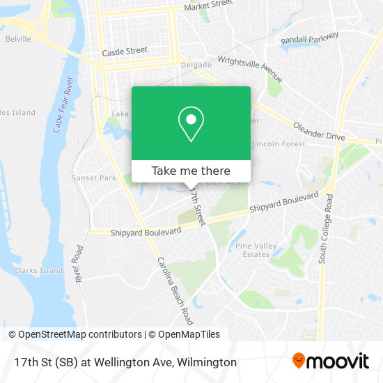 17th St (SB) at Wellington Ave map