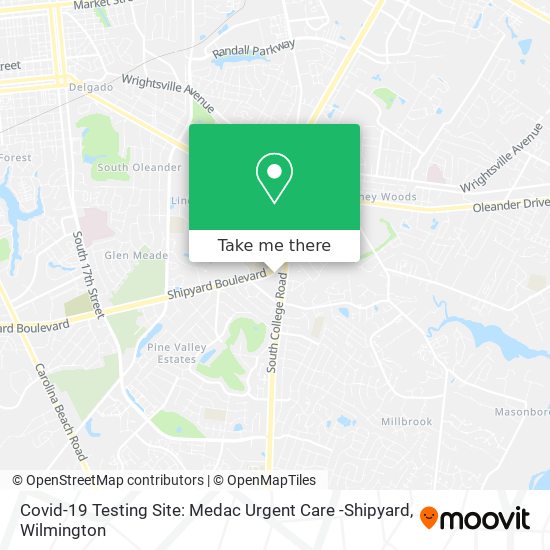 Mapa de Covid-19 Testing Site: Medac Urgent Care -Shipyard