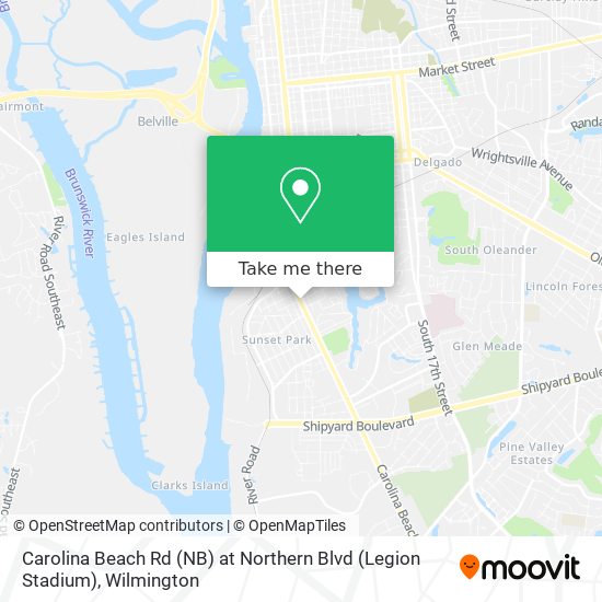 Mapa de Carolina Beach Rd (NB) at Northern Blvd (Legion Stadium)