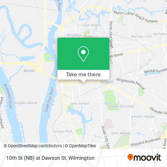10th St (NB) at Dawson St map