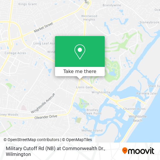 Military Cutoff Rd (NB) at Commonwealth Dr. map