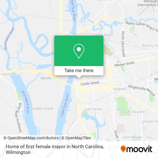 Home of first female mayor in North Carolina map
