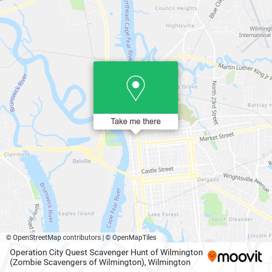 Mapa de Operation City Quest Scavenger Hunt of Wilmington (Zombie Scavengers of Wilmington)