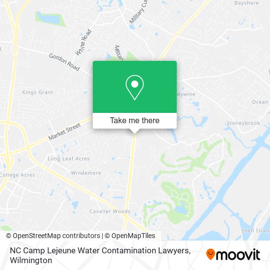Mapa de NC Camp Lejeune Water Contamination Lawyers