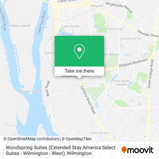 Mapa de Woodspring Suites (Extended Stay America Select Suites - Wilmington - West)