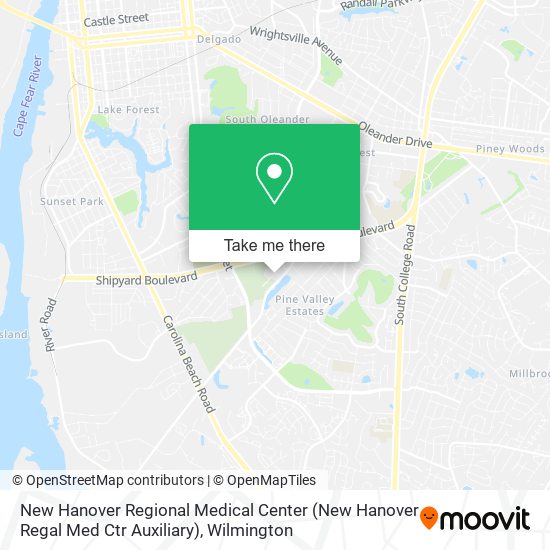 Mapa de New Hanover Regional Medical Center (New Hanover Regal Med Ctr Auxiliary)