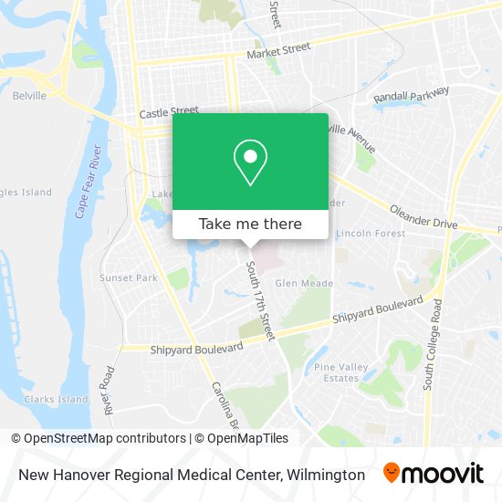 Mapa de New Hanover Regional Medical Center