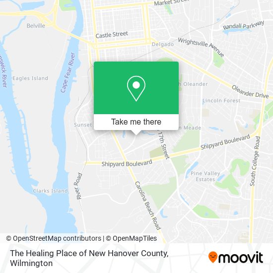 The Healing Place of New Hanover County map