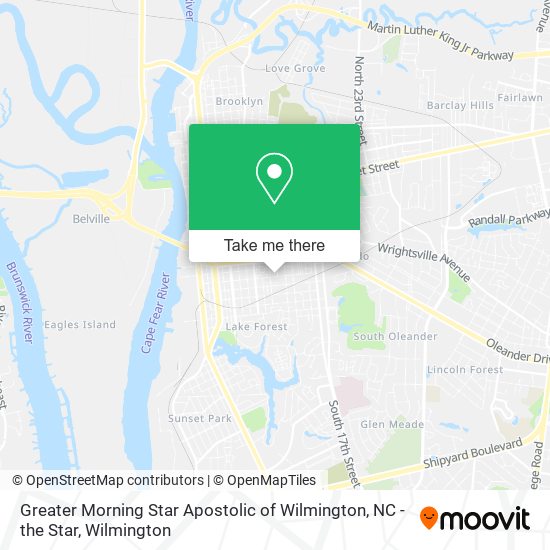 Mapa de Greater Morning Star Apostolic of Wilmington, NC - the Star