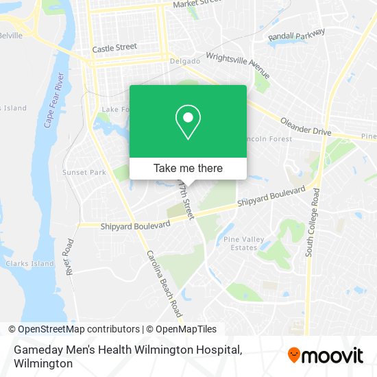 Mapa de Gameday Men's Health Wilmington Hospital