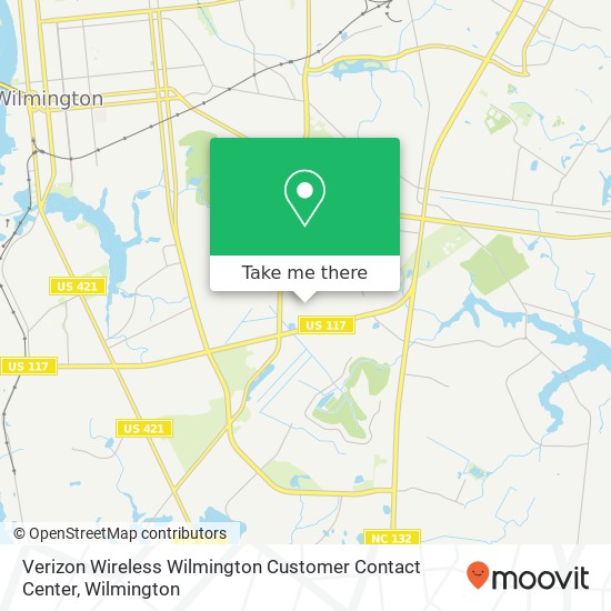 Mapa de Verizon Wireless Wilmington Customer Contact Center