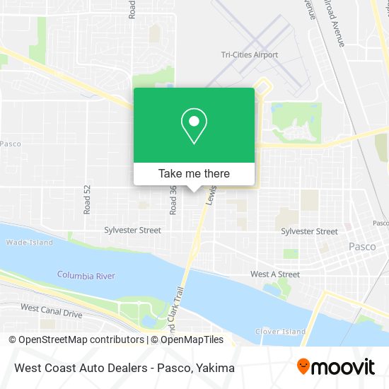 West Coast Auto Dealers - Pasco map