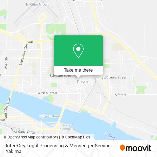 Inter-City Legal Processing & Messenger Service map