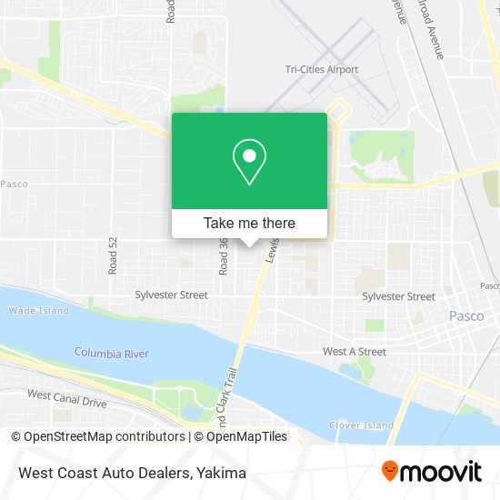 West Coast Auto Dealers map