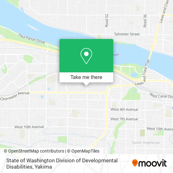 State of Washington Division of Developmental Disabilities map