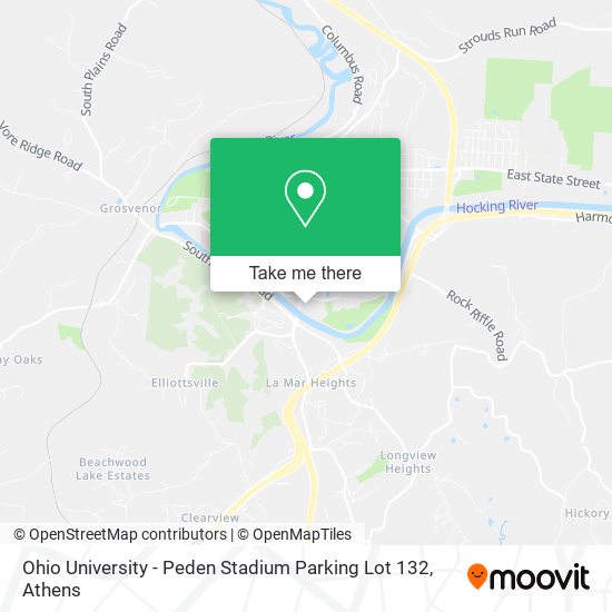 Ohio University - Peden Stadium Parking Lot 132 map