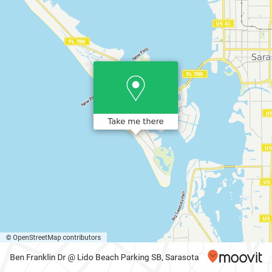 Ben Franklin Dr @ Lido Beach Parking SB map