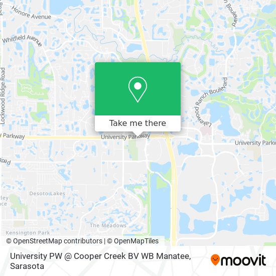 University PW @ Cooper Creek BV WB Manatee map