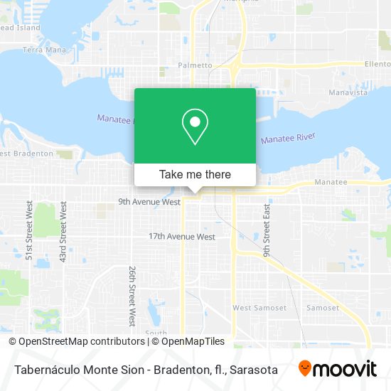 Mapa de Tabernáculo Monte Sion - Bradenton, fl.