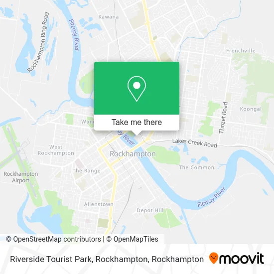 Mapa Riverside Tourist Park, Rockhampton