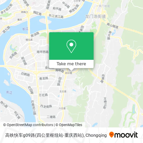 高铁快车g09路(四公里枢纽站-重庆西站) map