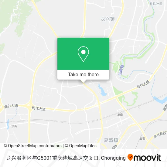龙兴服务区与G5001重庆绕城高速交叉口 map