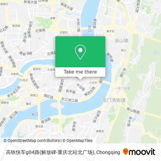 高铁快车g04路(解放碑-重庆北站北广场) map