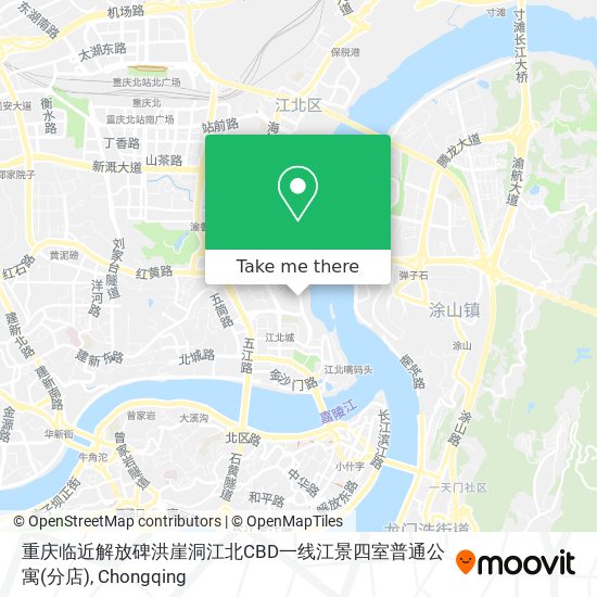 重庆临近解放碑洪崖洞江北CBD一线江景四室普通公寓(分店) map