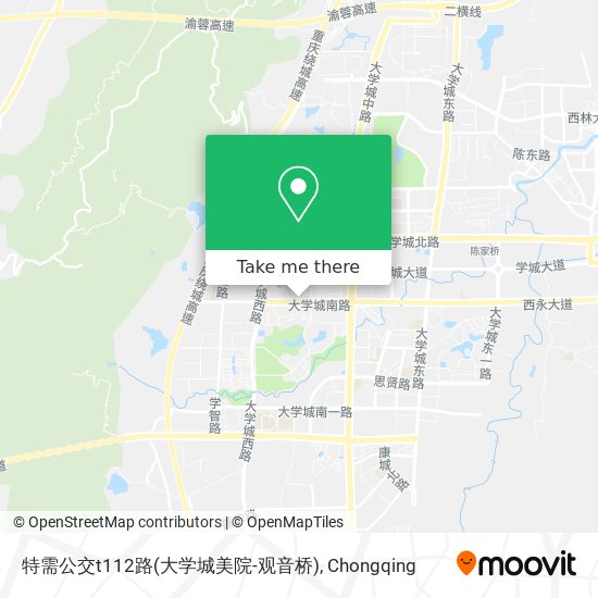 特需公交t112路(大学城美院-观音桥) map