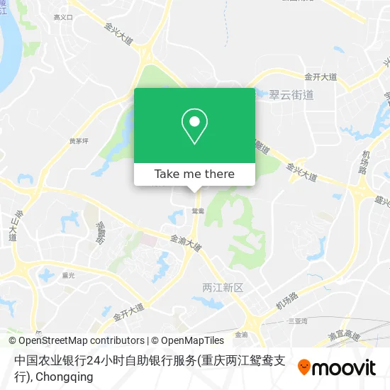中国农业银行24小时自助银行服务(重庆两江鸳鸯支行) map