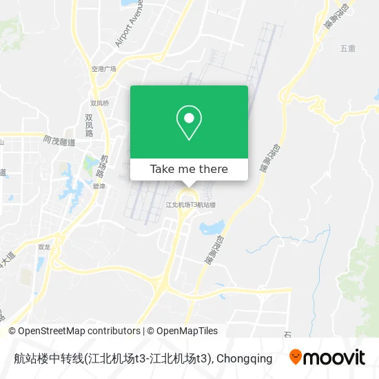 航站楼中转线(江北机场t3-江北机场t3) map