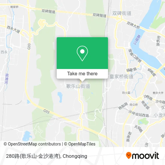 280路(歌乐山-金沙港湾) map