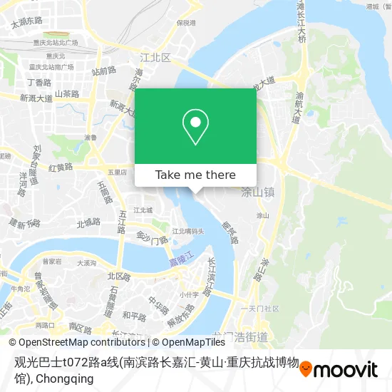 观光巴士t072路a线(南滨路长嘉汇-黄山·重庆抗战博物馆) map