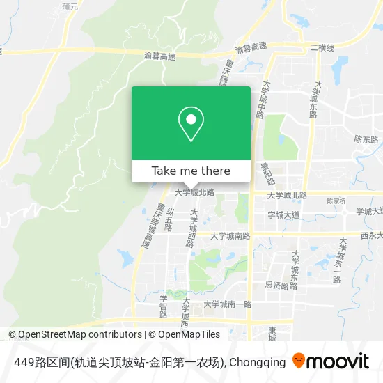 449路区间(轨道尖顶坡站-金阳第一农场) map