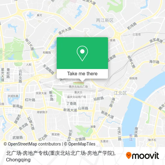 北广场-房地产专线(重庆北站北广场-房地产学院) map
