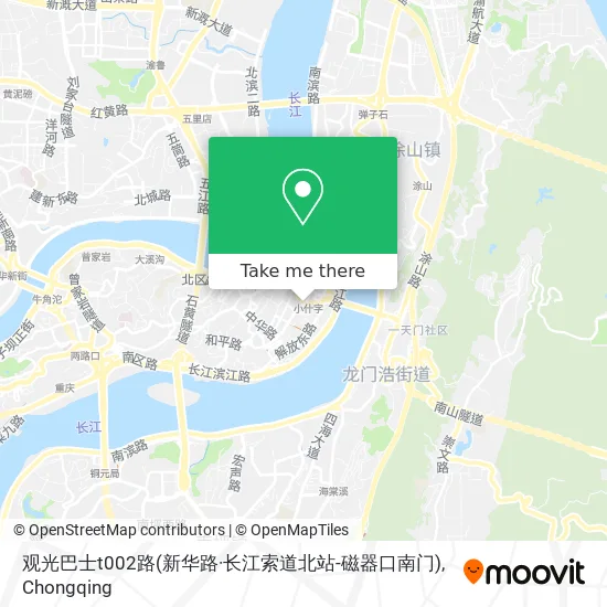 观光巴士t002路(新华路·长江索道北站-磁器口南门) map