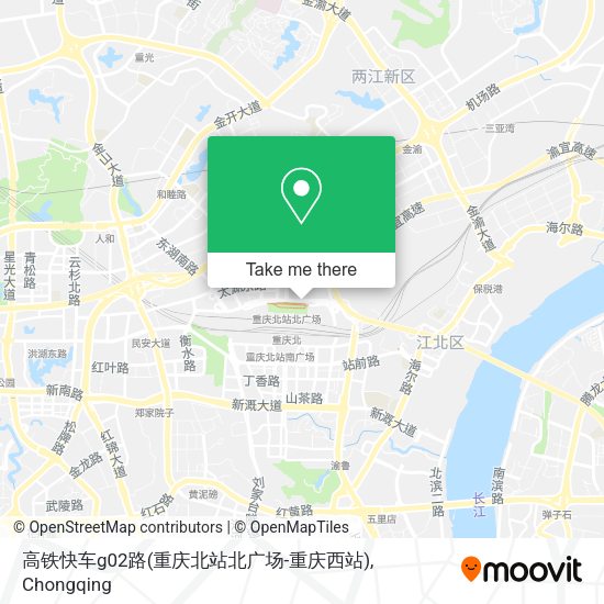 高铁快车g02路(重庆北站北广场-重庆西站) map