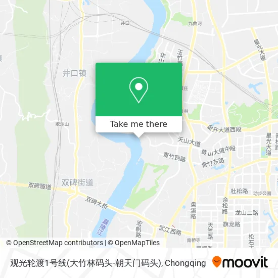 观光轮渡1号线(大竹林码头-朝天门码头) map