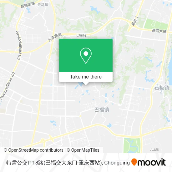 特需公交t118路(巴福交大东门-重庆西站) map