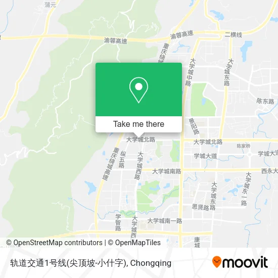 轨道交通1号线(尖顶坡-小什字) map