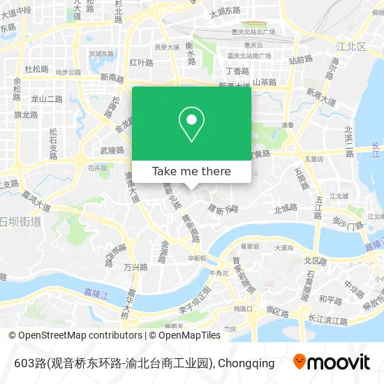 603路(观音桥东环路-渝北台商工业园) map
