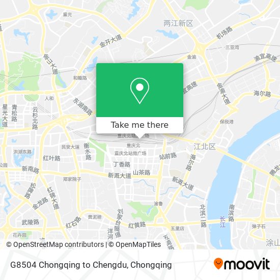 G8504 Chongqing to Chengdu map