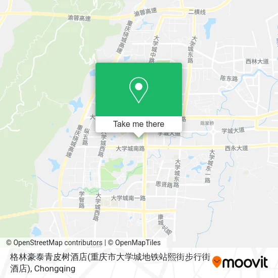格林豪泰青皮树酒店(重庆市大学城地铁站熙街步行街酒店) map