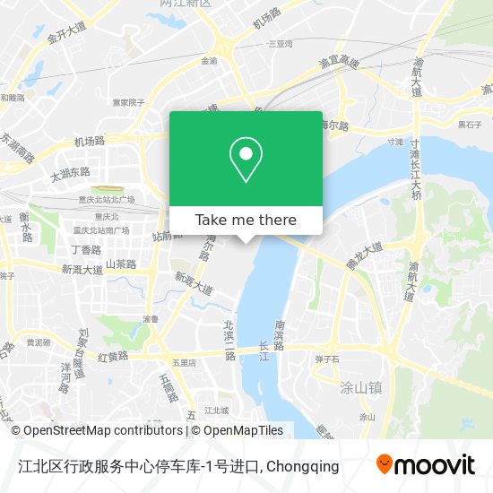 江北区行政服务中心停车库-1号进口 map