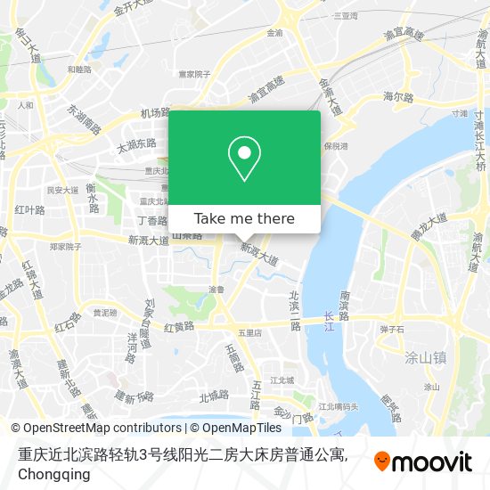 重庆近北滨路轻轨3号线阳光二房大床房普通公寓 map
