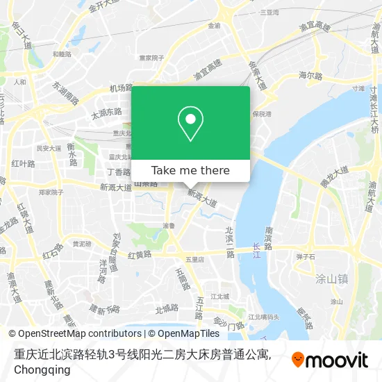 重庆近北滨路轻轨3号线阳光二房大床房普通公寓 map