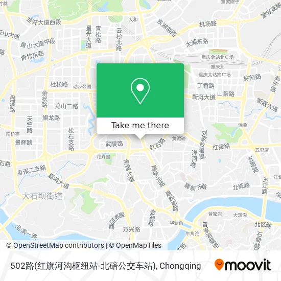 502路(红旗河沟枢纽站-北碚公交车站) map